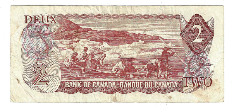1974 $2 Banknote Crow-Bouey, Prefix ARD,  BC-47b, Circ.