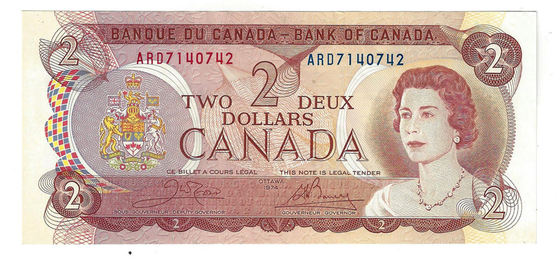1974 $2 Banknote Crow-Bouey, Prefix ARD,  BC-47b, AU