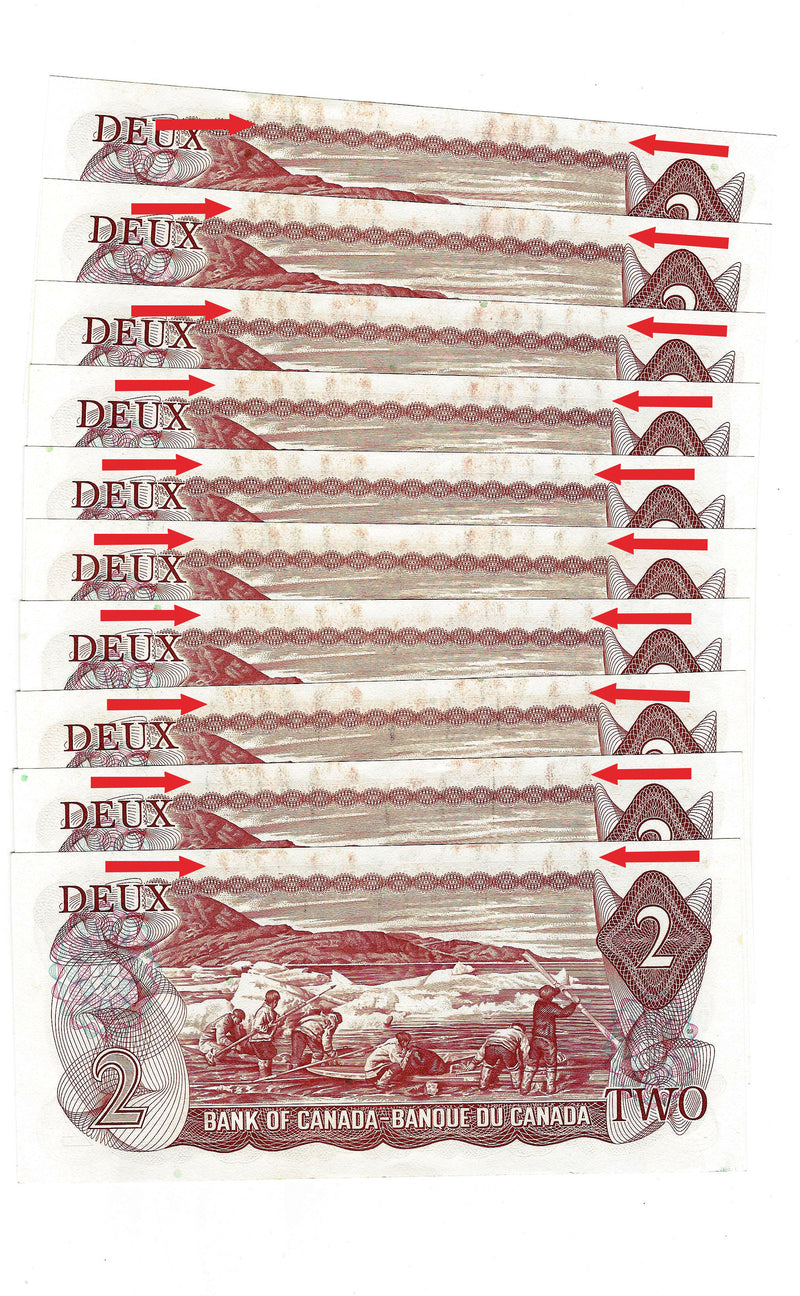 1974 $2 Banknote Crow-Bouey, Prefix ARD,  BC-49-E2-i,INK Smears (Minor) C/Unc