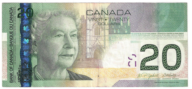 2007 Bank Of Canada $20 RARE ERROR INK SMEARS (MAJOR) Circulated (VF/EF)