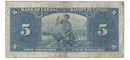 1937 Canada $5 Banknote Coyne-Towers, A/S, BC-23c (F)