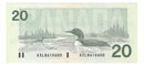 1991 Canada $20 Banknote Bonin-Thiessen, ASL, BC-58b-i UNC