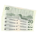 4 Sequential 1991 Canada $20 Banknote Bonin-Thiessen, ASW, BC-58b-i C/UNC
