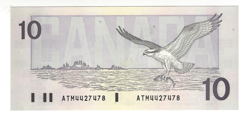 1989 Canada $10 Banknote Thiessen-Crow ,ATM, BC-57a  (GEM/UNC)