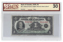 1935 Canada $1 Banknote Osborne-Towers Series B English Text BC-1 Certified BCS VF-30