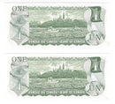 1973 Canada 2 Sequential $1 Banknote Crow-Bouey, BAM, BC-46b (UNC)