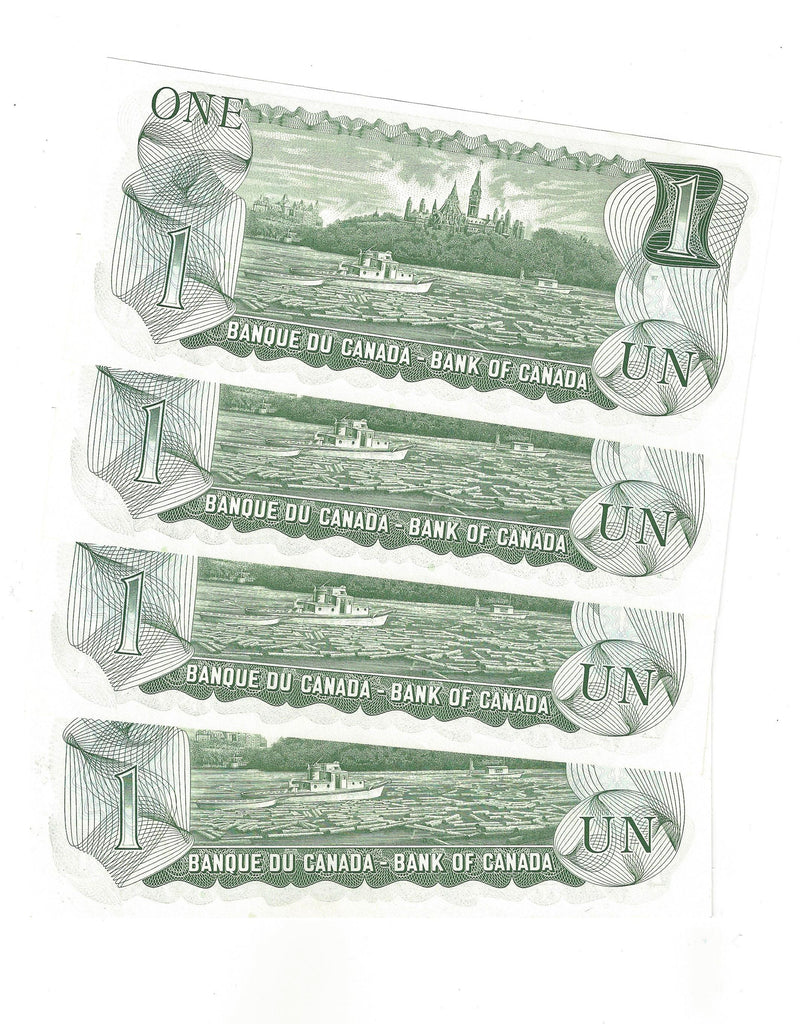 1973 Canada 4 Sequential $1 Banknote Crow-Bouey, BAP, BC-46b (C/UNC)