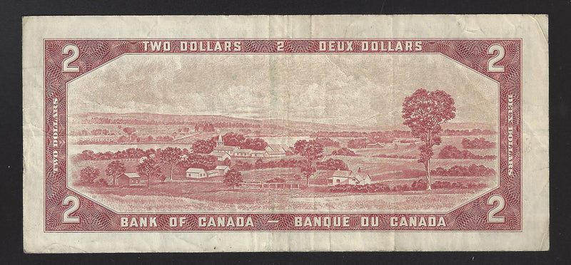 1954 $2  Remplacement Bank of Canada Note Beattie-Rasminsky Prefix *B/B1430893 BC-38bA (VF)