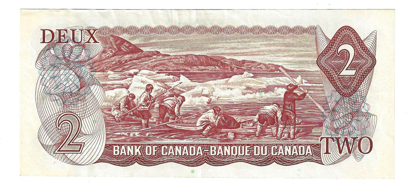 1974 $2 Bank of Canada Note Lawson-Bouey, Prefix BB,  BC-47a, Circ.