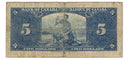 1937 Canada $5 Banknote Gordon-Towers B/C BC-23b Very Good