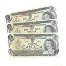 1973 Canada 3 Sequential $1 Banknote Crow-Bouey, BCJ, BC-46b (UNC)