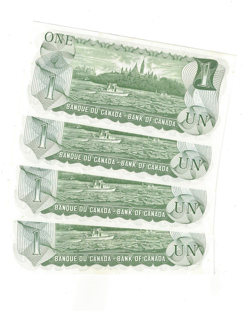 1973 Canada 4 Sequential $1 Banknote Crow-Bouey, BCP, BC-46b (C/UNC)