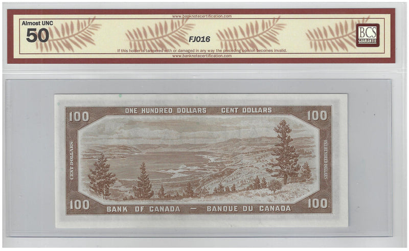 1954 $100 Banknote Beattie-Coyne, AJ, BC-43a BCS Certified Almost UNC 50