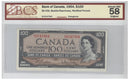1954 $100 Banknote Beattie-Rasminsky, BJ, BC-43b BCS Certified Almost UNC 58 Original
