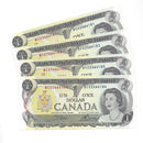 1973 Canada 4 Sequential $1 Banknote Crow-Bouey, BCU, BC-46b (C/UNC)