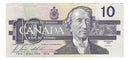 1989 Canada $10 Banknote  Bonin-Thiessen ,BDW, BC-57b  (Almost/UNC)