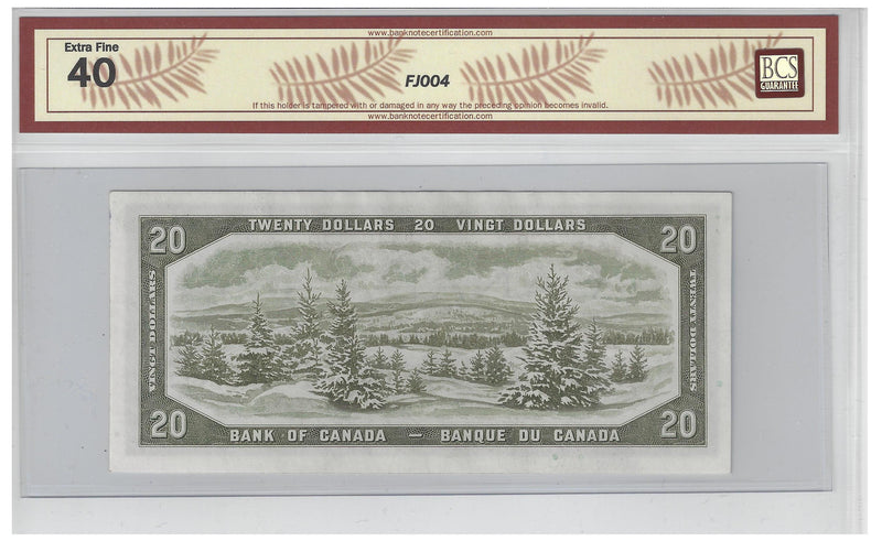1954 Canada $20 Banknote Coyne-Towers,Devil's Face B/E, BC-33a BCS Certified (EF40)