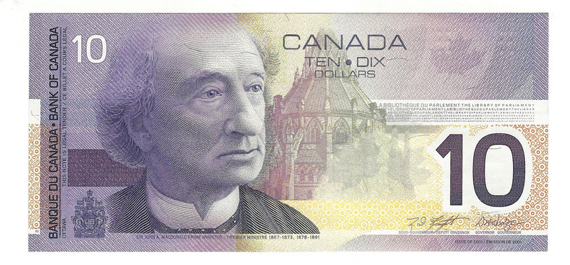 2002 Canada $10 Banknote Knight-Dodge ,BEK, BC-63c  (CH/UNC)