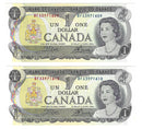 1973 Canada 2 Sequential $1 Banknote Crow-Bouey, BFA, BC-46b (C/UNC)