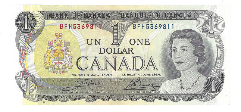 1973 Canada $1 Banknote Crow-Bouey, BFH, BC-46b (UNC)