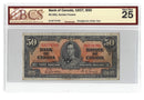 1937 Canada $50 Banknote Gordon-Towers, B/H, BC-26b Certified BCS VF-25 Changeover