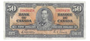 1937 Canada $50 Banknote Gordon-Towers, B/H, BC-26b (VF)