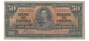 1937 Canada $50 Banknote Coyne-Towers, B/H, BC-26c (F)