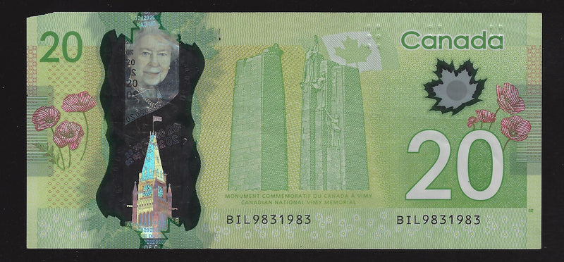 2012 $20 Bank of Canada Repeter Note 4 Digit Macklen-Carney  BIL9831983 BC-55-N1-ii-N10-iii (Circ.)