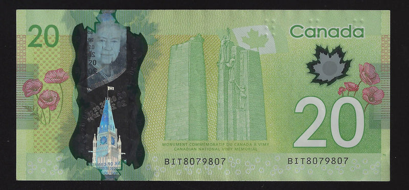 2012 $20 Bank of Canada Repeter Note 4 Digit Macklen-Carney  BIT8079807 BC-55-N1-ii-N10-iii (Circ.)