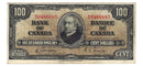 1937 $100 Bank of Canada Note Gordon-Towers Prefix B/J BC-27b Very Fine (VF-20)