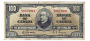 1937 $100 Bank of Canada Note Gordon-Towers Prefix B/J BC-27b Fine (F-12) (Tear)