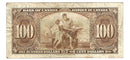 1937 $100 Bank of Canada Note Gordon-Towers Prefix B/J BC-27b Fine (F-12) (Tear)
