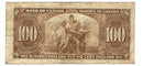 1937 $100 Bank of Canada Note Gordon-Towers Prefix B/J BC-27b VG-10 (Writing)