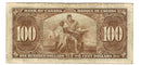 1937 $100 Bank of Canada Note Gordon-Towers Prefix B/J BC-27b Fine (F-12)
