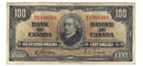 1937 $100 Bank of Canada Note Gordon-Towers Prefix B/J BC-27b Fine (F-12)