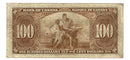 1937 $100 Bank of Canada Note Gordon-Towers Prefix B/J BC-27b VG-10