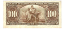 1937 $100 Bank of Canada Note Gordon-Towers Prefix B/J BC-27b Extra-Fine (EF-40)