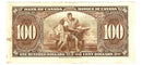 1937 $100 Bank of Canada Note Gordon-Towers Prefix B/J BC-27b Very-Fine (VF-25)