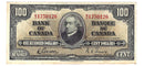 1937 $100 Bank of Canada Note Gordon-Towers Prefix B/J BC-27b Very-Fine (VF-25)