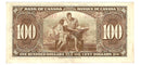 1937 $100 Bank of Canada Note Gordon-Towers Prefix B/J BC-27b Extra-Fine (EF-40)
