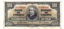 1937 $100 Bank of Canada Note Gordon-Towers Prefix B/J BC-27b Extra-Fine (EF-40)