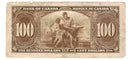 1937 $100 Bank of Canada Note Gordon-Towers Prefix B/J BC-27b Very Fine (VF-20)