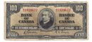 1937 $100 Bank of Canada Note Gordon-Towers Prefix B/J BC-27b Very Fine (VF-20)