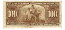 1937 $100 Bank of Canada Note Gordon-Towers Prefix B/J BC-27b Very Fine (VF-20)