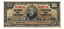 1937 $100 Bank of Canada Note Gordon-Towers Prefix B/J BC-27b Very Fine (VF-20)