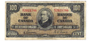 1937 $100 Bank of Canada Note Gordon-Towers Prefix B/J BC-27b Fine (F-15)