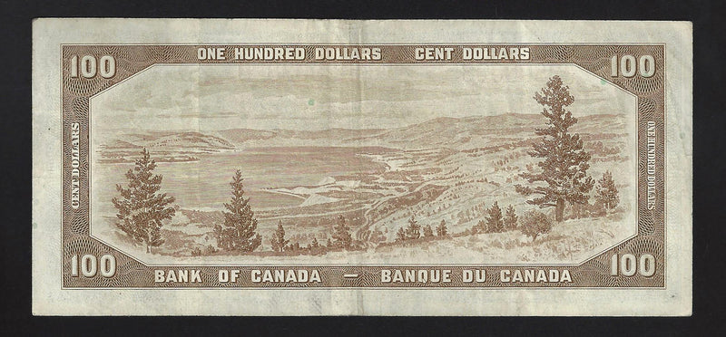1954 $100 Bank of Canada Note Beattie-Rasminsky Prefix B/J2803028 BC-43b (VF)