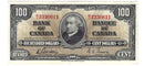 1937 $100 Bank of Canada Note Gordon-Towers Prefix B/J BC-27b Extra-Fine (EF-40)