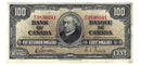 1937 $100 Bank of Canada Note Gordon-Towers Prefix B/J BC-27b Extra-Fine (EF-40)