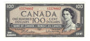 1954 Canada $100 Banknote Beattie-Rasminsky Modifield Portrait B/J BC-43b Uncirculated